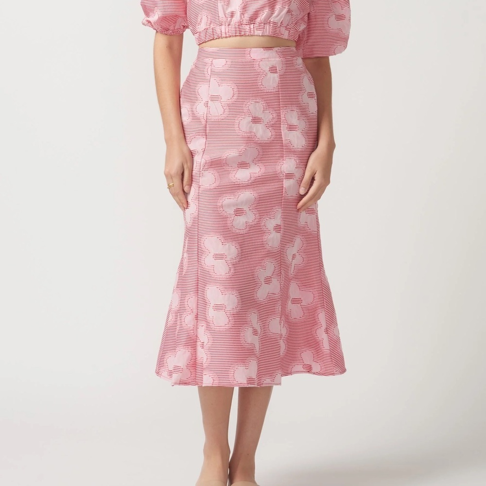 Self Contrast Salli Pink Floral Midi Skirt Small